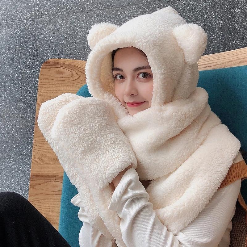Berets Winter Cute Bear Ear Hat Plush Balaclava With Ears Warm Scarf Gloves Set For Women Girl Fleece Beanies Caps Bonnet Femme, Bear mask03
Berets Winter Cute Bear Ear Hat Plush Balaclava With Ears Warm Scarf Gloves Set For Women Girl Fleece Beanies Caps Bonnet Femme, Bear mask03
