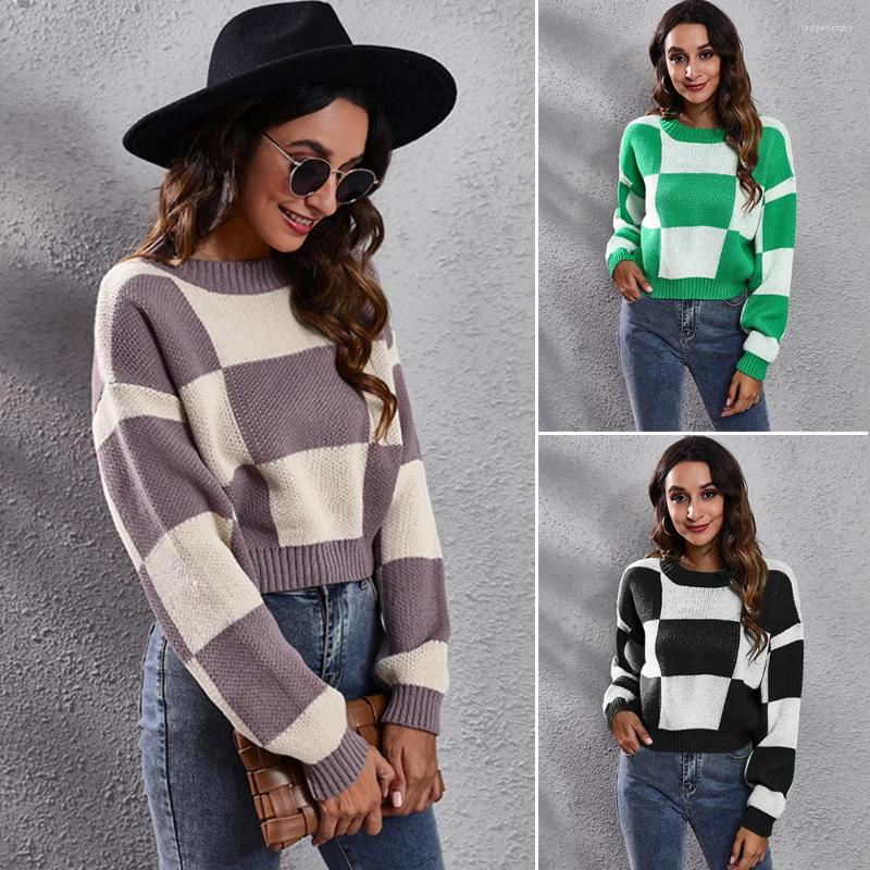 Women' Sweaters Short Plaid Sweater 2022 Fashion Fall Winter Long Sleeve Crop Tops Knitted And Pullovers Loose Casual Women' Clothes, Green
Women' Sweaters Short Plaid Sweater 2022 Fashion Fall Winter Long Sleeve Crop Tops Knitted And Pullovers Loose Casual Women' Clothes, Green