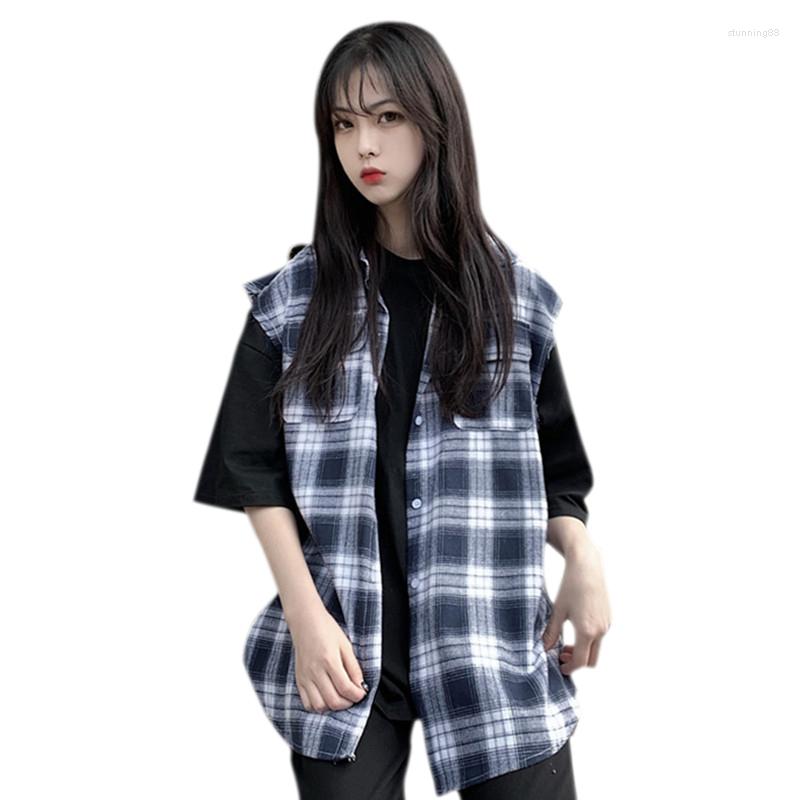 Women's Vests Spring Summer Fashion Retro Tooling Sleeveless Suit Collar Plaid Shirt Vest Jacket Women's Wild Loose Female C2, Black and white grid
Women's Vests Spring Summer Fashion Retro Tooling Sleeveless Suit Collar Plaid Shirt Vest Jacket Women's Wild Loose Female C2, Black and white grid
