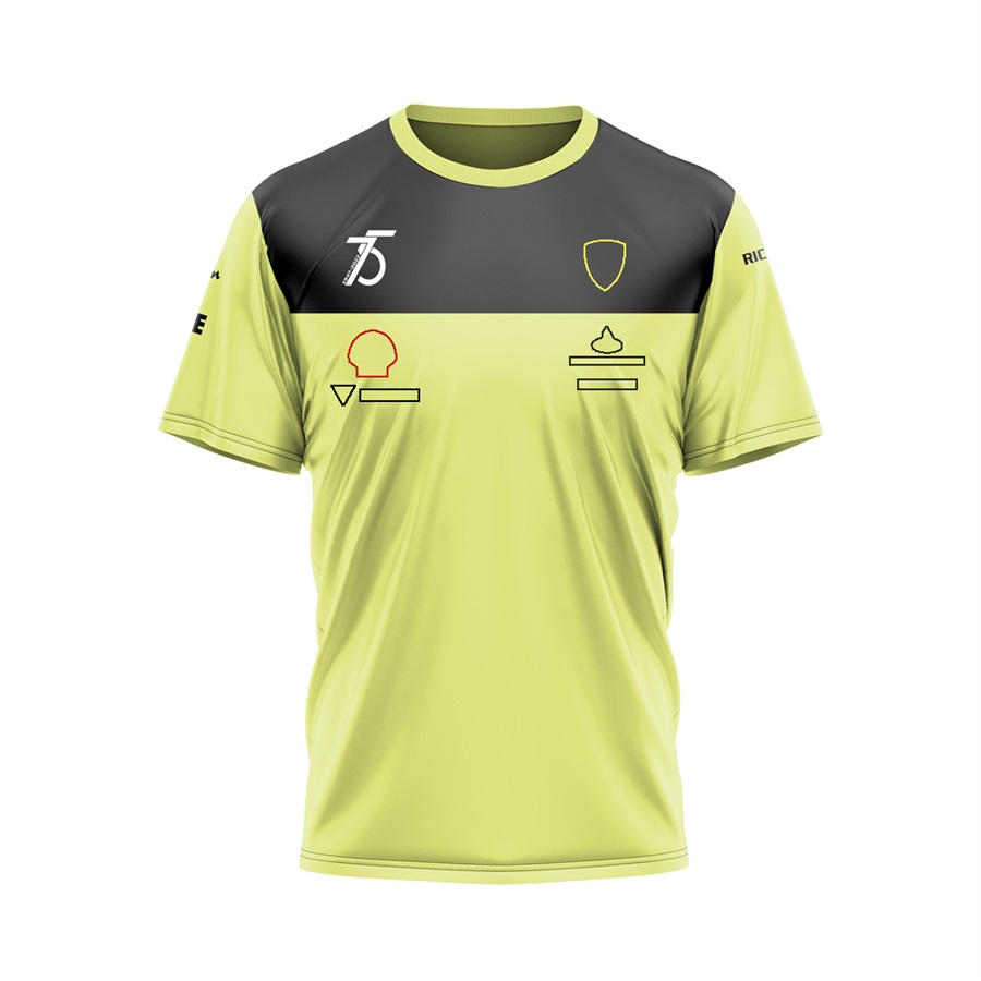 F1 Team 75th Celebrate 2023 New Formula 1 Driver Yellow Polo Shirts T-shirt Summer Racing Sports Breathable T-shirts Jersey free shipping