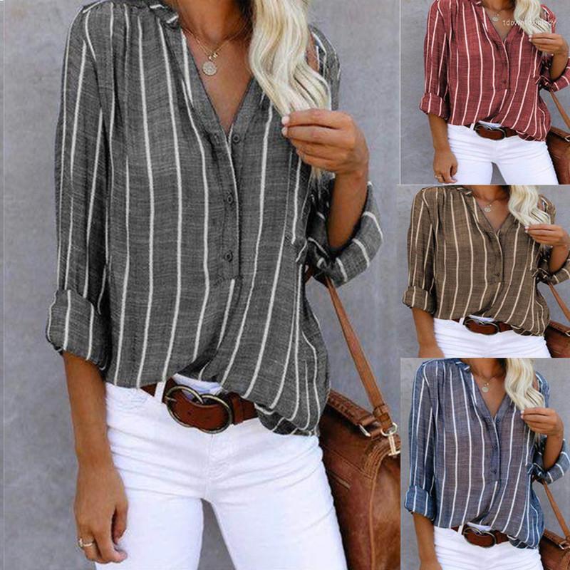 Women' Blouses Loose T-shirts Women Jumpers Long Sleeve V-neck Striped Blouse Tops Woman Pullover Female Sexy Fashion Cloth Undershit 
Women' Blouses Loose T-shirts Women Jumpers Long Sleeve V-neck Striped Blouse Tops Woman Pullover Female Sexy Fashion Cloth Undershit