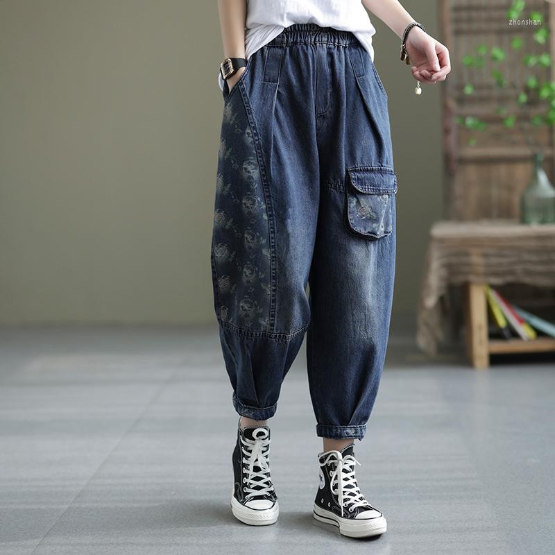 Women's Jeans Autumn Fashion Womens Elastic Waist Cotton Denim Harem Pants Patchwork Print Vintage Loose Pocket Trousers, Blue
Women's Jeans Autumn Fashion Womens Elastic Waist Cotton Denim Harem Pants Patchwork Print Vintage Loose Pocket Trousers, Blue