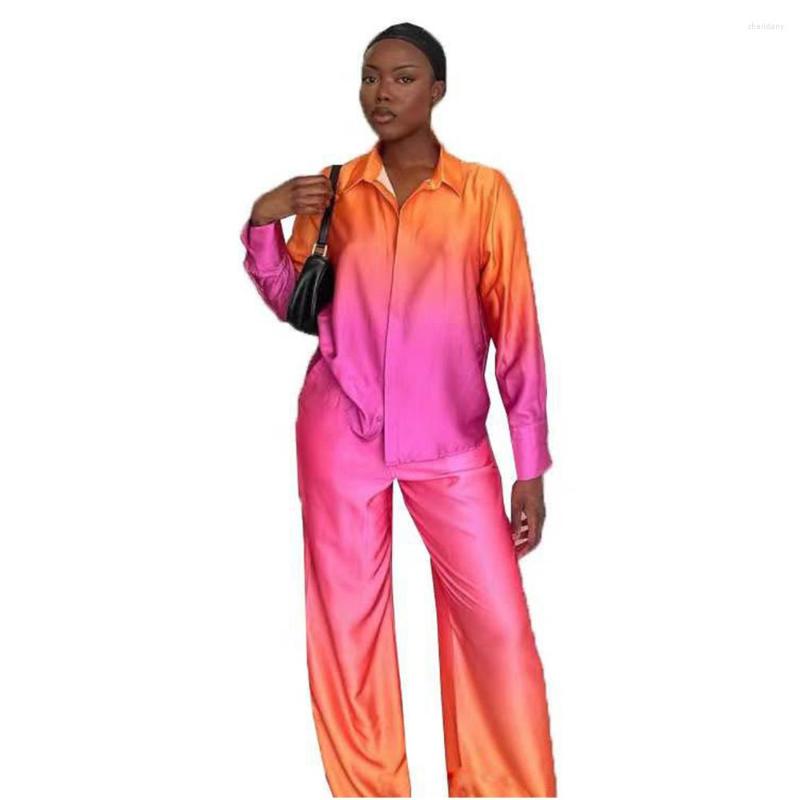 Women' Two Piece Pants Women Fashion Set Gradient Color Print Long Sleeve Shirt Top High Waist Straight Sexy Streetwear Suit, Picture shown
Women' Two Piece Pants Women Fashion Set Gradient Color Print Long Sleeve Shirt Top High Waist Straight Sexy Streetwear Suit, Picture shown