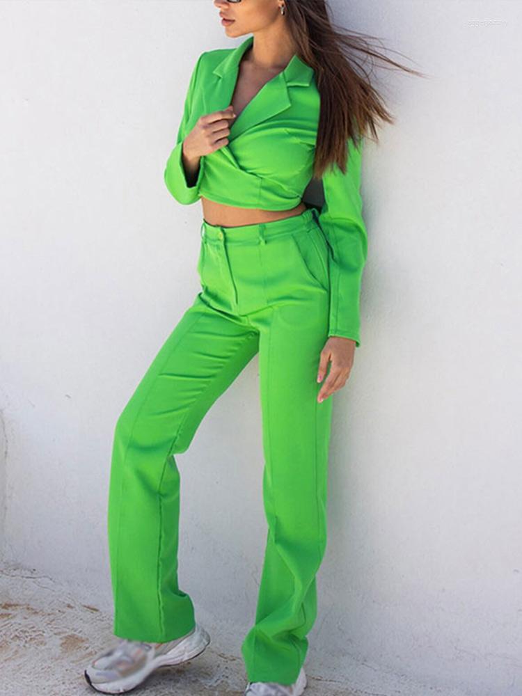 Women' Two Piece Pants Women Vintage Blazer Suits Chic Bandage Cropped Tops And Casual Trousers Outfits 2022 Office Lady 2 Sets, Green
Women' Two Piece Pants Women Vintage Blazer Suits Chic Bandage Cropped Tops And Casual Trousers Outfits 2022 Office Lady 2 Sets, Green