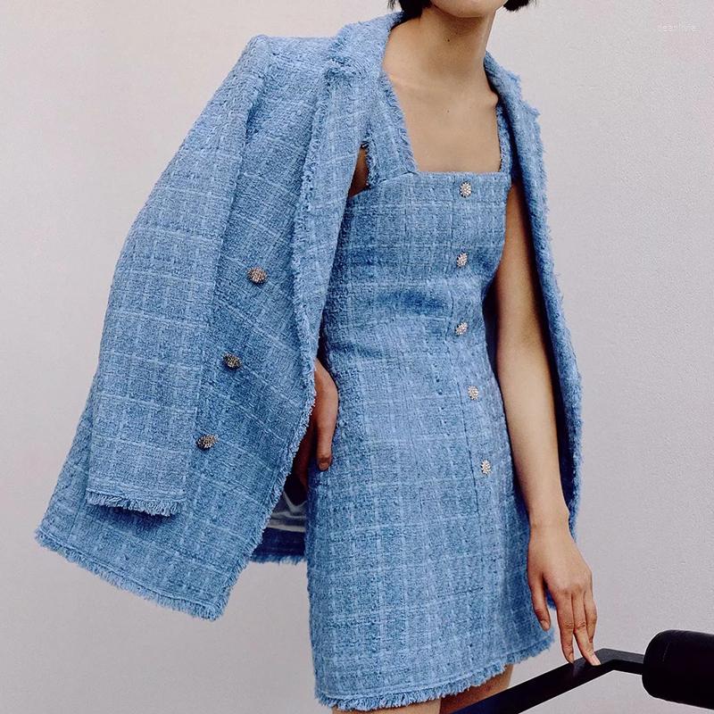Women's Suits JuneRain Tweed Women Elegant Blue Blazers Fashion Ladies Vintage Loose Blazer Jackets Casual Female Streetwear Girls Chic
Women's Suits JuneRain Tweed Women Elegant Blue Blazers Fashion Ladies Vintage Loose Blazer Jackets Casual Female Streetwear Girls Chic