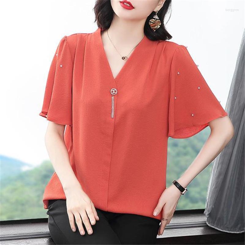 Women's Blouses Women Chiffon Summer Shirts Loose Casual Flared Sleeves Tops Elegant Temperament V-Neck Shirring Fashion Blusas MM1068, Orange
Women's Blouses Women Chiffon Summer Shirts Loose Casual Flared Sleeves Tops Elegant Temperament V-Neck Shirring Fashion Blusas MM1068, Orange