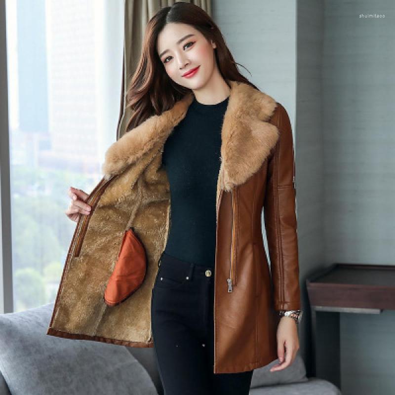 Women's Leather 2022 Women's Korean Fashion Pu Artificial Fur Collar Slim Long Thick Winter Coat Wild Trend
Women's Leather 2022 Women's Korean Fashion Pu Artificial Fur Collar Slim Long Thick Winter Coat Wild Trend