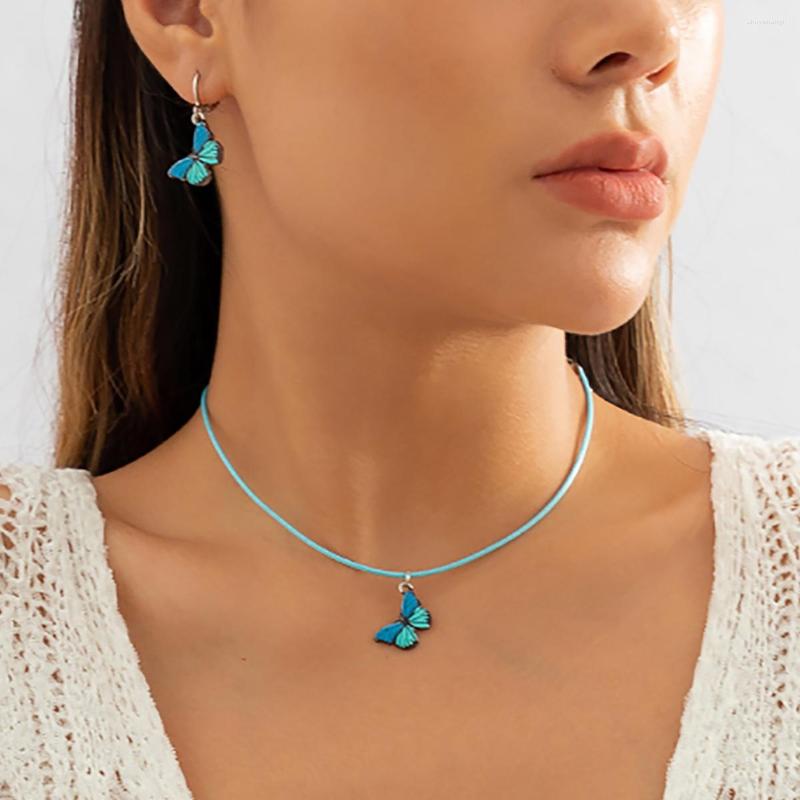 Choker SalirCon Korean Sweet Wax Cord Chain Gradient Butterfly Pendant Necklace Fashion Cute Earrings Set Jewelry
Choker SalirCon Korean Sweet Wax Cord Chain Gradient Butterfly Pendant Necklace Fashion Cute Earrings Set Jewelry