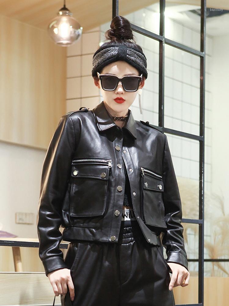 Women's Leather Women 2022 Autumn Winter Real Sheepskin Short Jackets Female Fashion Genuine Pockets Coats Ladies Slim Streetwear D46, Black
Women's Leather Women 2022 Autumn Winter Real Sheepskin Short Jackets Female Fashion Genuine Pockets Coats Ladies Slim Streetwear D46, Black