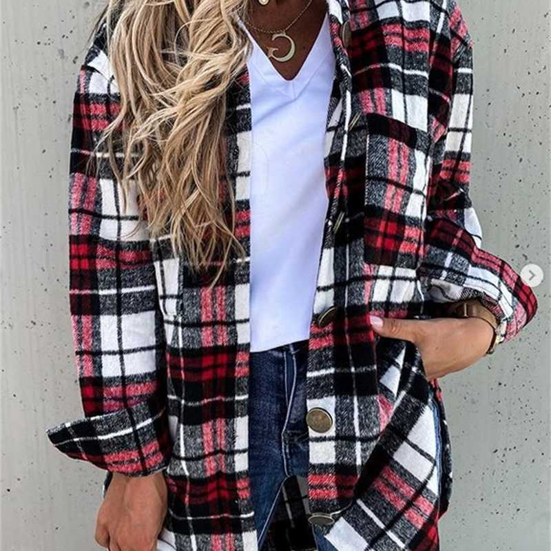 Retail Fall And Winter Women Plaid Designer Shirt Loose Leisure Long Sleeve Thick Shirt Coat, Beige 
Retail Fall And Winter Women Plaid Designer Shirt Loose Leisure Long Sleeve Thick Shirt Coat, Beige