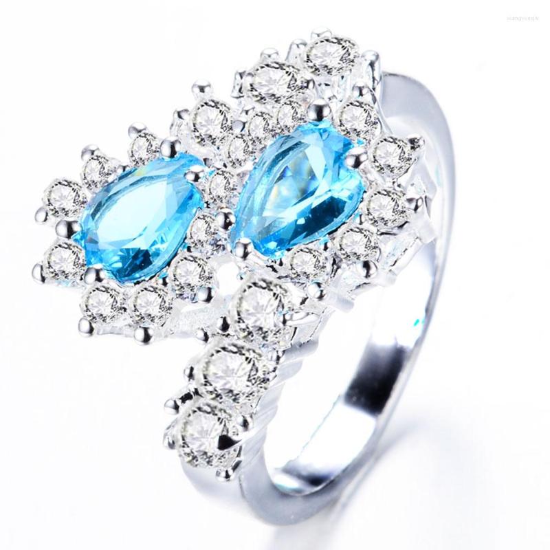 Wedding Rings YaYI Fashion Women's Jewelry Ring Blue Zircon CZ Silver Color Engagement Party Gift
Wedding Rings YaYI Fashion Women's Jewelry Ring Blue Zircon CZ Silver Color Engagement Party Gift