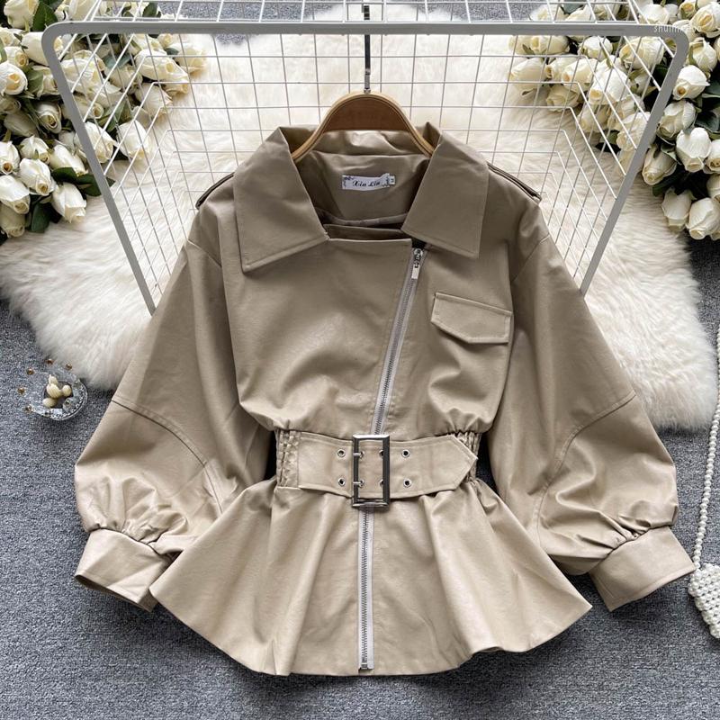 Women's Leather Autumn Winter Lantern Sleeve Lapel PU Jacket Women Moto Frenulum Faux Soft Ruffle Coat Casual Loose Outwear Belt, Black
Women's Leather Autumn Winter Lantern Sleeve Lapel PU Jacket Women Moto Frenulum Faux Soft Ruffle Coat Casual Loose Outwear Belt, Black