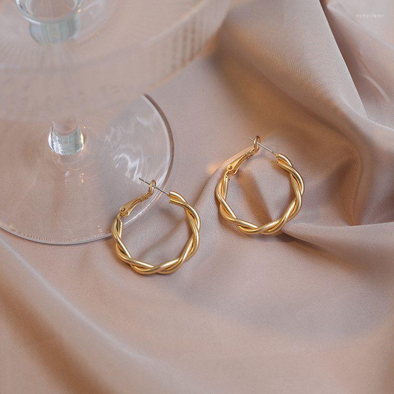 Hoop Earrings Gold Earring Classic Charm Twisted Rope 925 Silver Plated