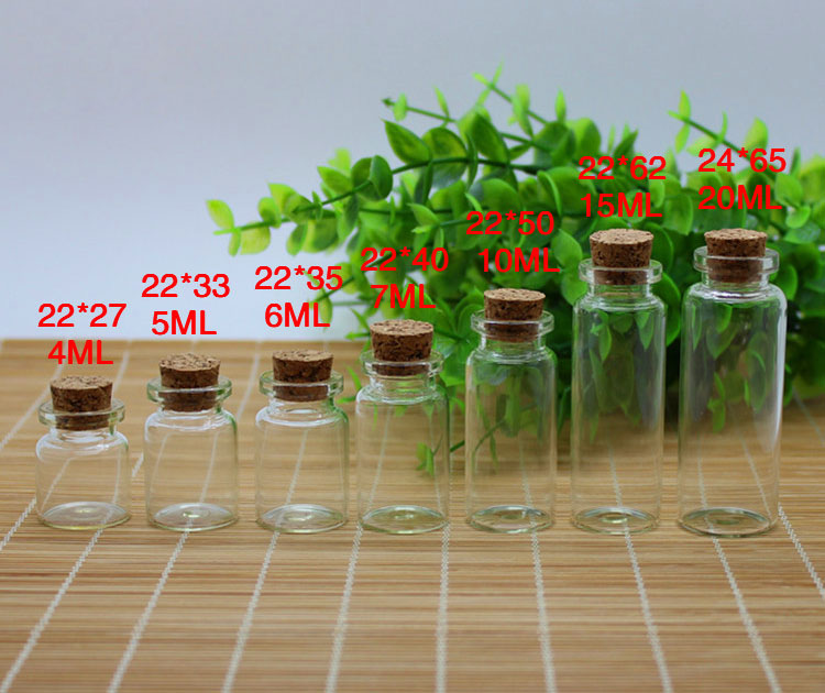 Transparent Glass Drifting Bottle DIY Cork Stopper 0.5ml 1ml 2ml 3ml 4ml 5ml 6ml 7ml 10ml 15ml 20ml - view 3