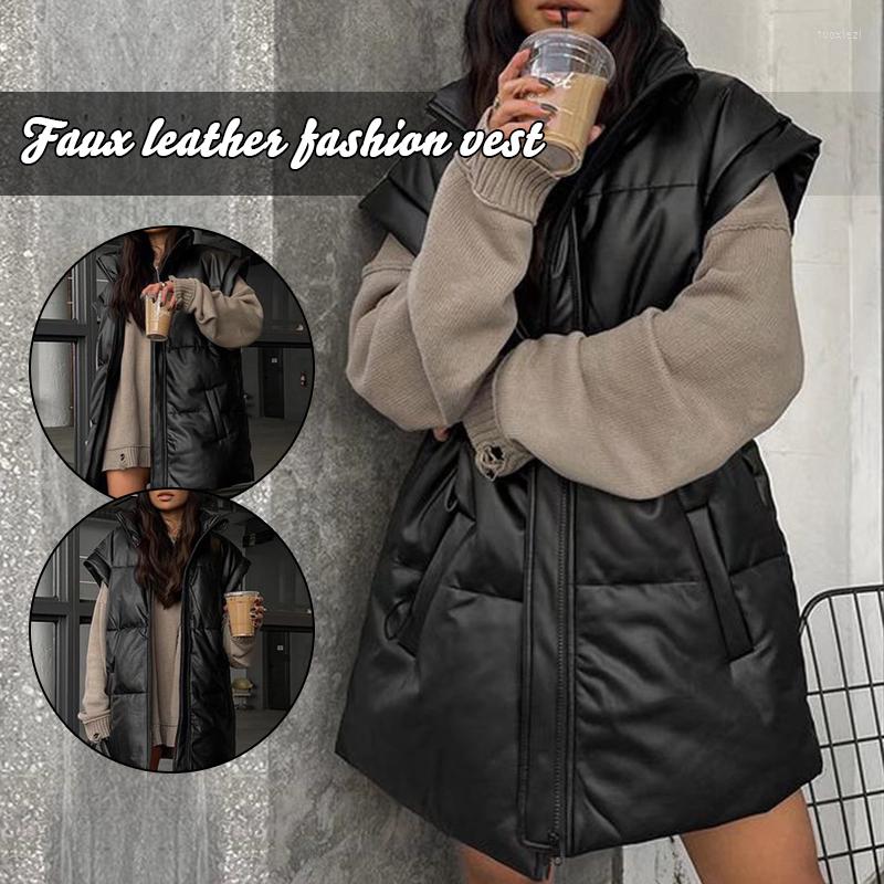 Women's Vests Fashion Stand Collar Simple Waistcoat Women Elegant Side Pockets Coats Sleeveless Jacket Lady Faux Leather Straight Long, Black
Women's Vests Fashion Stand Collar Simple Waistcoat Women Elegant Side Pockets Coats Sleeveless Jacket Lady Faux Leather Straight Long, Black