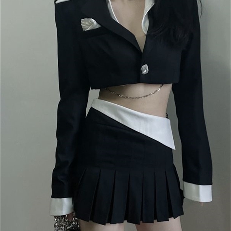 Two Piece Dress Irabeezt Short Skirt Set Summer Korean Fashion Blazer Tops High Waist Pleated Two piece Trend 221010, Black skirt
Two Piece Dress Irabeezt Short Skirt Set Summer Korean Fashion Blazer Tops High Waist Pleated Two piece Trend 221010, Black skirt