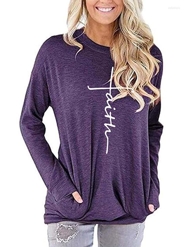 Women' T Shirts Long Sleeve Shirt Women Clothes 2022 Spring Faith Print O-neck Fashion Pocket Loose Oversize Tops Casual Tee Femme, Black
Women' T Shirts Long Sleeve Shirt Women Clothes 2022 Spring Faith Print O-neck Fashion Pocket Loose Oversize Tops Casual Tee Femme, Black