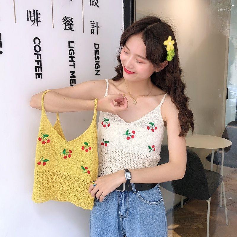 Women's Tanks Suspender Tops Women 2022 Summer Style Korean V-neck Cherry Embroidery Hollow Short Knit Sling Camisole Base Vest Multicolor, Yellow
Women's Tanks Suspender Tops Women 2022 Summer Style Korean V-neck Cherry Embroidery Hollow Short Knit Sling Camisole Base Vest Multicolor, Yellow