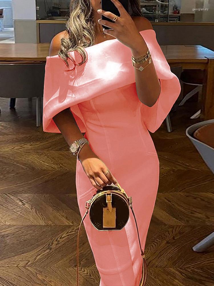 Casual Dresses Fashion Summer Women Elegant Dress Ruffle Scarf Off Shoulder Cape Design Skinny Party Ladies Solid Clothing Femme Vestidos, Yellow
Casual Dresses Fashion Summer Women Elegant Dress Ruffle Scarf Off Shoulder Cape Design Skinny Party Ladies Solid Clothing Femme Vestidos, Yellow