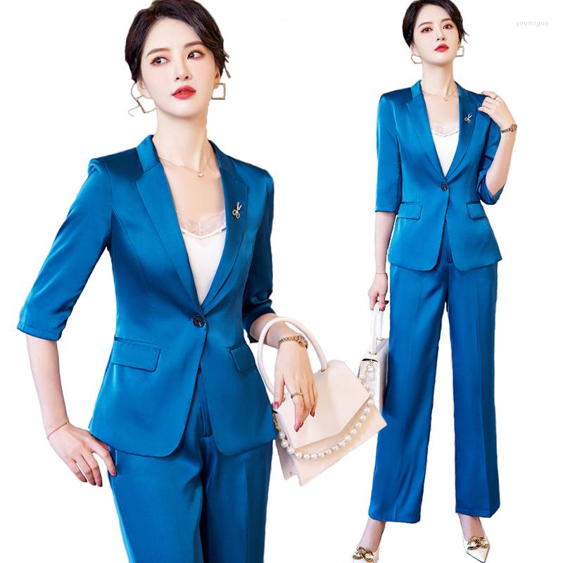 Women' Two Piece Pants Fashion Acetate Thin Suits For Summer Women Professional Temperament Casual Slim Blazer And Office Ladies Work Wear, Black 
Women' Two Piece Pants Fashion Acetate Thin Suits For Summer Women Professional Temperament Casual Slim Blazer And Office Ladies Work Wear, Black