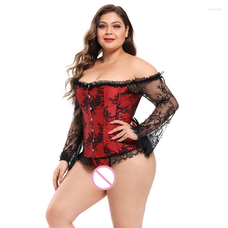 Bustiers & Corsets Vintage Fashion Corset Steampunk Lace Floral Off Shoulder Corselet Women Long Sleeve Tops Sexy Bustier Red Black White
Bustiers & Corsets Vintage Fashion Corset Steampunk Lace Floral Off Shoulder Corselet Women Long Sleeve Tops Sexy Bustier Red Black White
