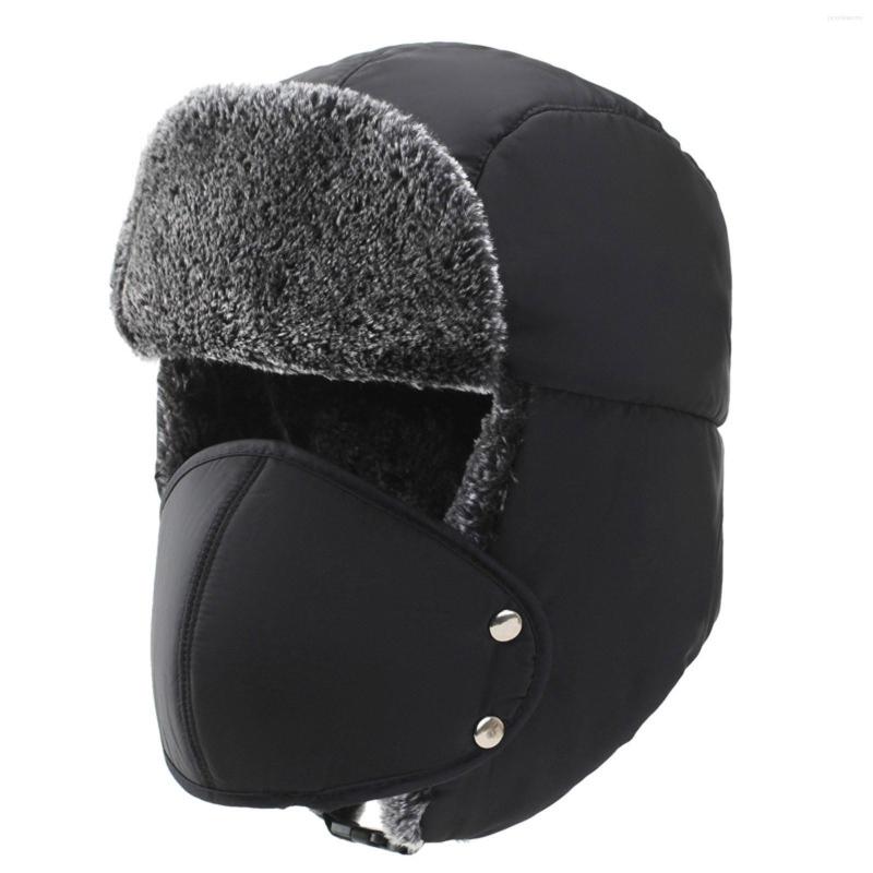 Berets Unisex Warm Winter Ear Protection Face Hat Mens Faux Fur Bomber Hats With Flap Windproof Mask Cold Snow Hunting Cap #T1P, Black
Berets Unisex Warm Winter Ear Protection Face Hat Mens Faux Fur Bomber Hats With Flap Windproof Mask Cold Snow Hunting Cap #T1P, Black