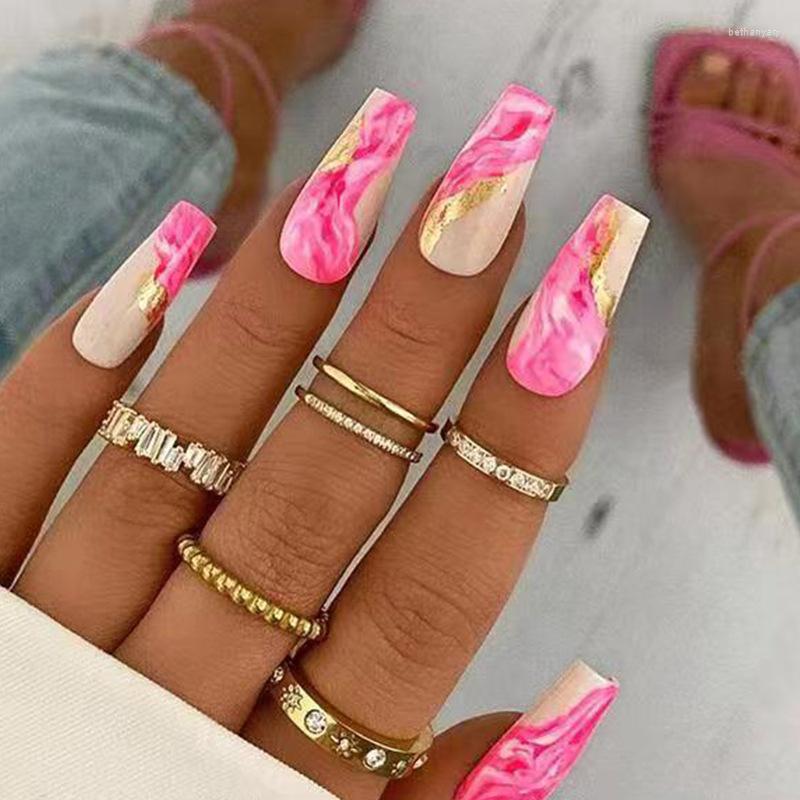 False Nails French Ballet With Gold Foil Glitter Designs Wearable Long Coffin Ballerina Press On Fake Full Cover Nail Tips, Only 1sheet nails
False Nails French Ballet With Gold Foil Glitter Designs Wearable Long Coffin Ballerina Press On Fake Full Cover Nail Tips, Only 1sheet nails