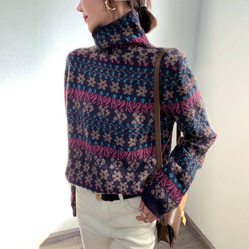 Women's Sweaters 2022 Autumn Winter Vintage Jacquard Turtleneck Sweater Loose Pullover Long-sleeved Fashion For Women Warm Casual Top, Purple
Women's Sweaters 2022 Autumn Winter Vintage Jacquard Turtleneck Sweater Loose Pullover Long-sleeved Fashion For Women Warm Casual Top, Purple