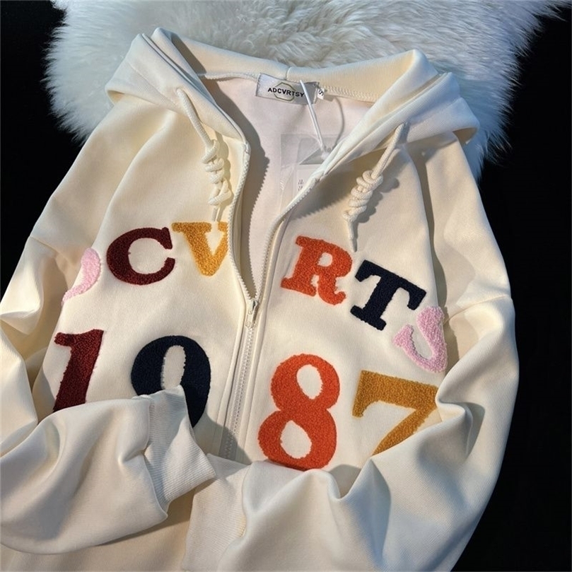 Womens Hoodies Sweatshirts American style retro zipper hiphop embroidered printing jacket women spring and autumn loose sweatshirt casual coat 221010
Womens Hoodies Sweatshirts American style retro zipper hiphop embroidered printing jacket women spring and autumn loose sweatshirt casual coat 221010