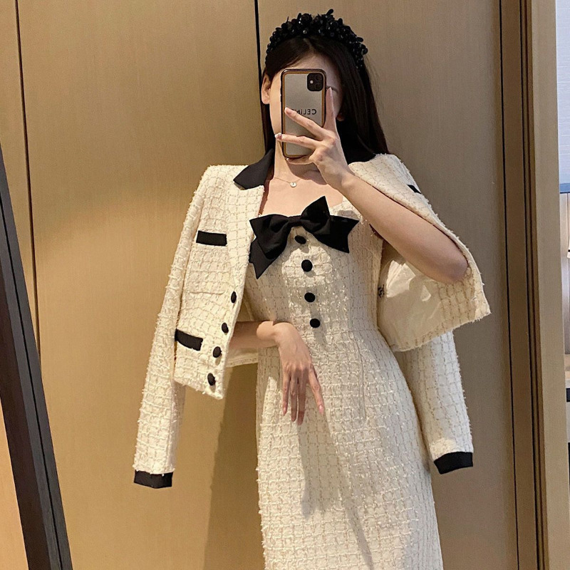 Two Piece Dress Cropped White Tweed Coat Elegant Bodycon Suspender Plaid Sets Korean Fashion Winter Clothes Jacket Women 221010, 2set
Two Piece Dress Cropped White Tweed Coat Elegant Bodycon Suspender Plaid Sets Korean Fashion Winter Clothes Jacket Women 221010, 2set