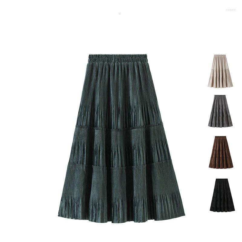 Skirts Solid Color Female Vintage Long Velvet Pleated Skirt Women Spring Autumn Elegant Fashion Ladies High Waist A Line, Black
Skirts Solid Color Female Vintage Long Velvet Pleated Skirt Women Spring Autumn Elegant Fashion Ladies High Waist A Line, Black