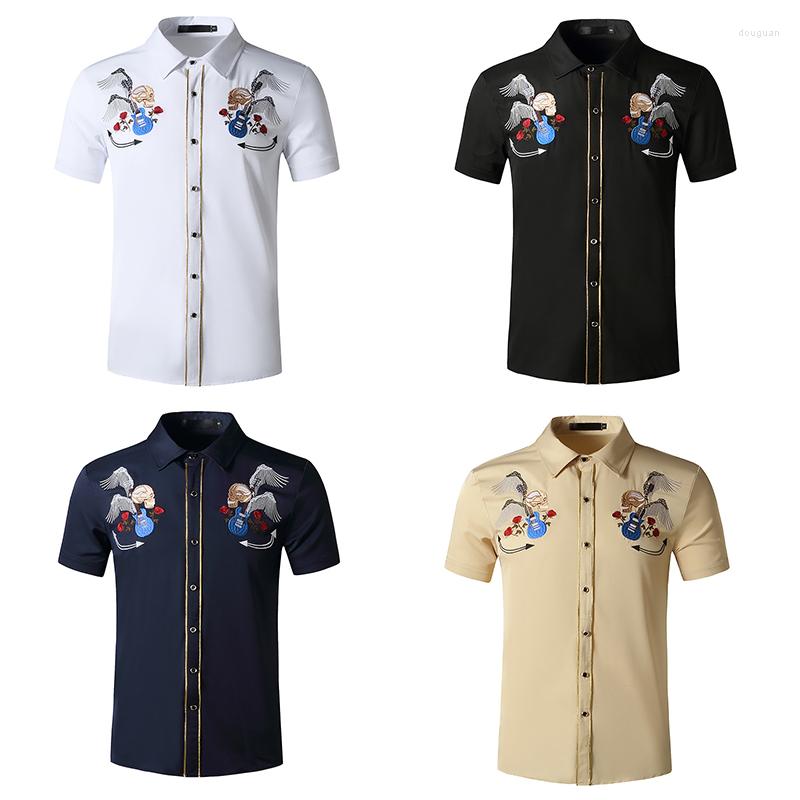 Men' Casual Shirts Men' Fashion Western Denim Shirt Embroidered Short Sleeve Button, Black
Men' Casual Shirts Men' Fashion Western Denim Shirt Embroidered Short Sleeve Button, Black