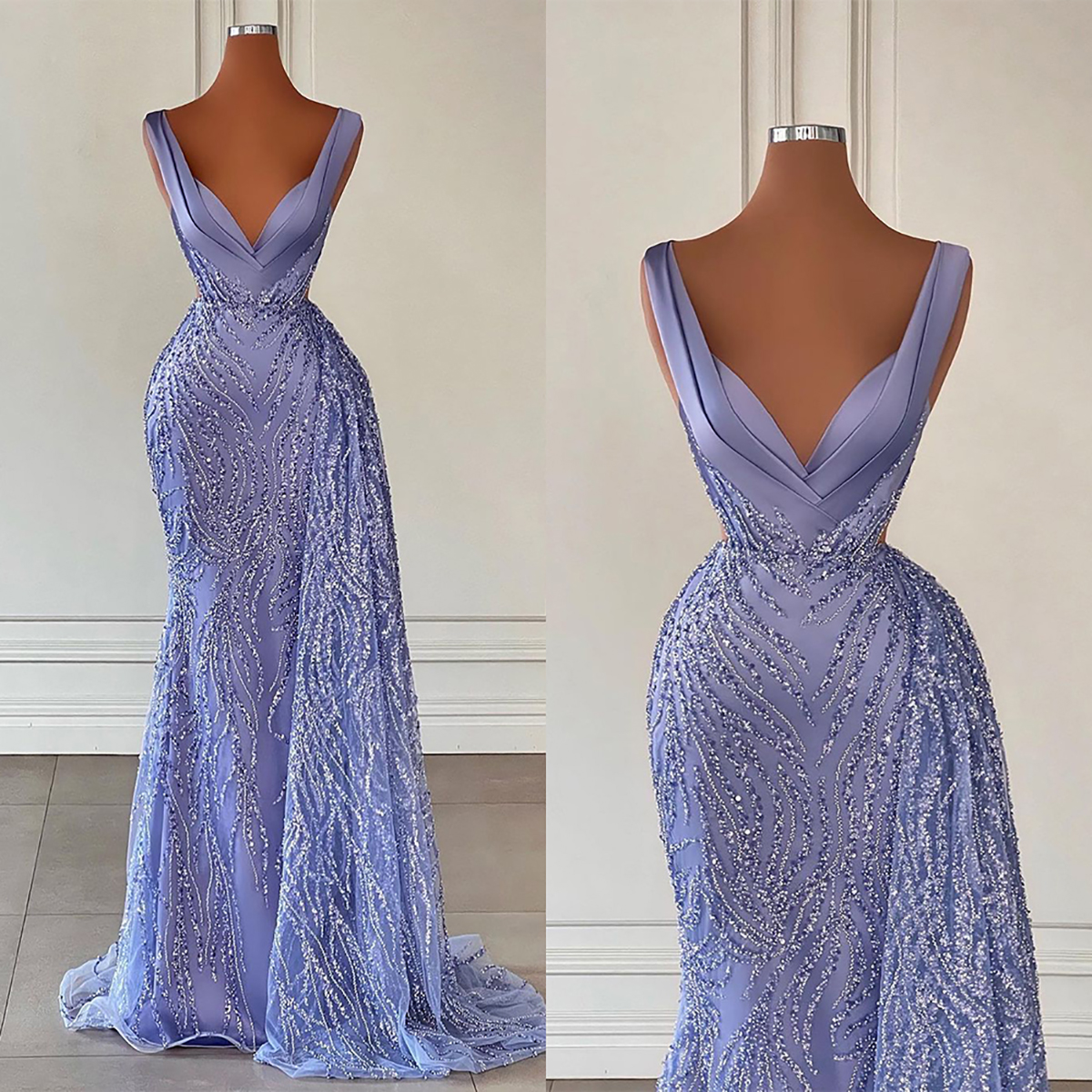 Sexy Prom Empire Mermaid Dresses Matte Satin Strap V-Neck Train Dress Sleeveless Custom Made Formal Dubai Evening Dress Sweep Plus Size Robes, Lavender
Sexy Prom Empire Mermaid Dresses Matte Satin Strap V-Neck Train Dress Sleeveless Custom Made Formal Dubai Evening Dress Sweep Plus Size Robes, Lavender
