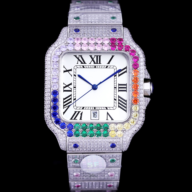 5 Styles Silver CZ Diamonds Watch Men Luxury watches Green bezel Rainbow bezel MISSFOX Square Automatic ETA8215 movement Full Iced Out wristwatch with box, 01
5 Styles Silver CZ Diamonds Watch Men Luxury watches Green bezel Rainbow bezel MISSFOX Square Automatic ETA8215 movement Full Iced Out wristwatch with box, 01