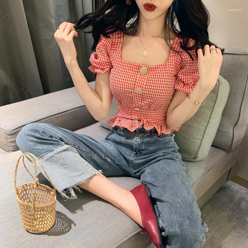 Women's Blouses Women Blouse Summer Plaid Overshirt Short-Sleeved Shirt Women's Clothing Blusas Ropa De Mujer, Gray
Women's Blouses Women Blouse Summer Plaid Overshirt Short-Sleeved Shirt Women's Clothing Blusas Ropa De Mujer, Gray