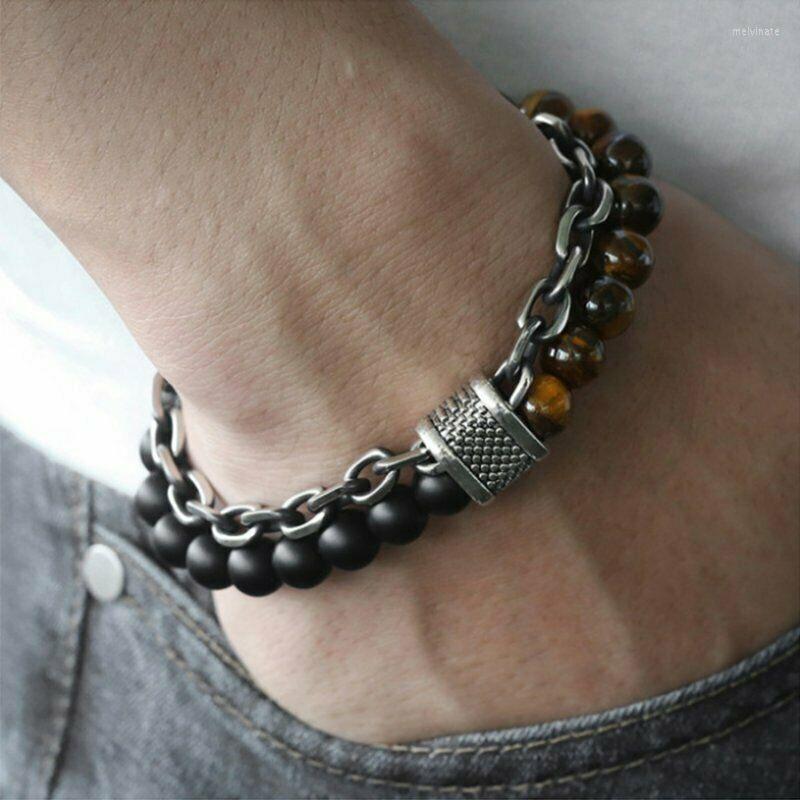 Strand Natural Map Stone Bracelet Men Metal Wrist Chain Jewelry Yellow Tiger Eye Volcanic Beaded Personality
Strand Natural Map Stone Bracelet Men Metal Wrist Chain Jewelry Yellow Tiger Eye Volcanic Beaded Personality