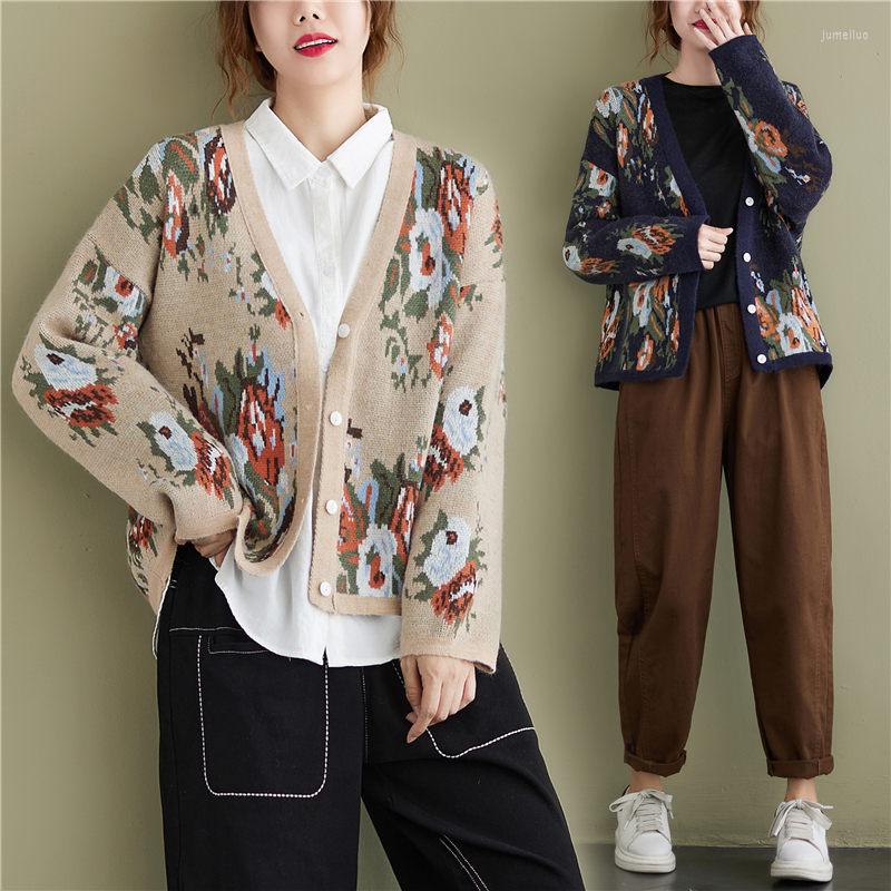 Women's Knits Large Size Loose Ladies V-Neck Knitted Cardigan Retro Wild Jacquard Sweater Coat Autumn And Winter 2022 Casual Blusa M892, Blue
Women's Knits Large Size Loose Ladies V-Neck Knitted Cardigan Retro Wild Jacquard Sweater Coat Autumn And Winter 2022 Casual Blusa M892, Blue