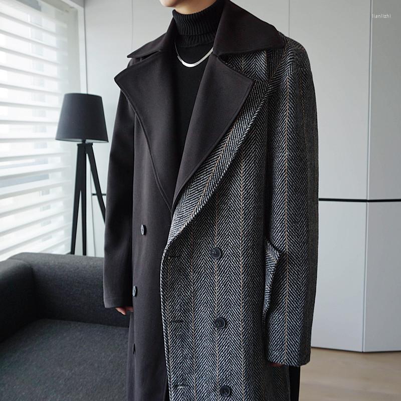 Men's Wool Men Splice 3/4 Length Woolen Belt Double Breasted Trench Coat Overcoat Male Streetwear Vintage Windbreaker Jacket Outerwear, H60
Men's Wool Men Splice 3/4 Length Woolen Belt Double Breasted Trench Coat Overcoat Male Streetwear Vintage Windbreaker Jacket Outerwear, H60