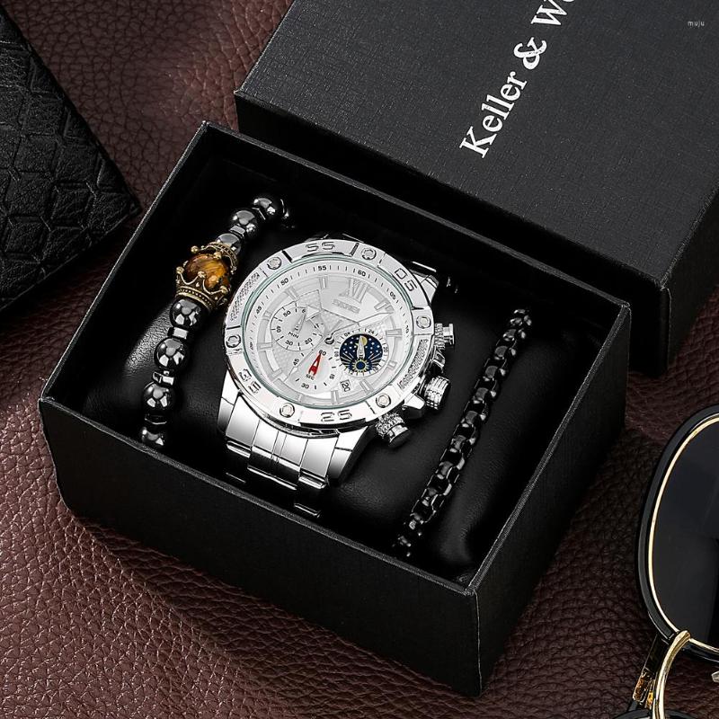 Wristwatches Chronograph Watch For Men With Bracelet Set Luxury Gift Boyfriend Stainless Steel Multifunction Quartz Reloj, Only watch 01
Wristwatches Chronograph Watch For Men With Bracelet Set Luxury Gift Boyfriend Stainless Steel Multifunction Quartz Reloj, Only watch 01