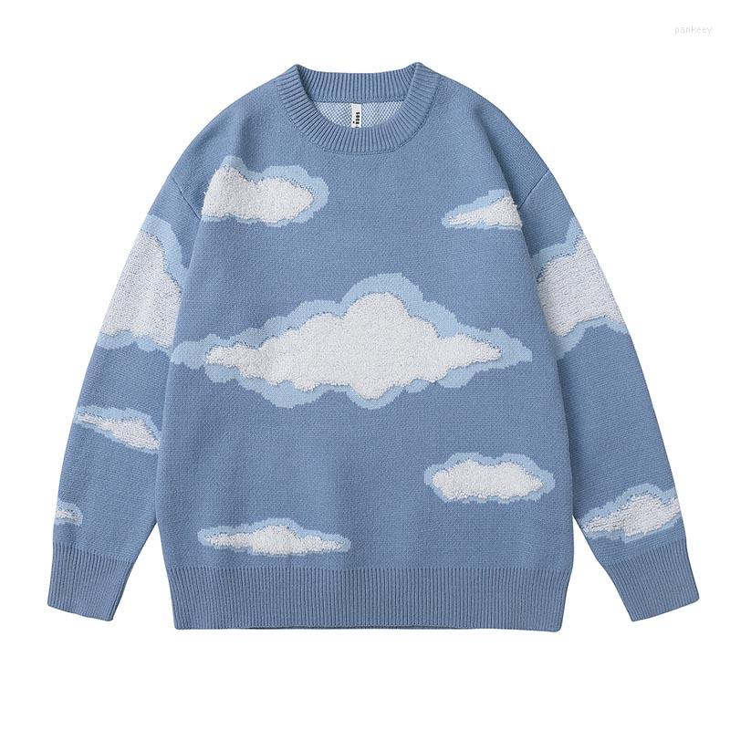 Men's Sweaters Oversized Cloud Pattern Knitted Sweater Streetwear Casual Cartoon Pullover For Couples Blue Color
Men's Sweaters Oversized Cloud Pattern Knitted Sweater Streetwear Casual Cartoon Pullover For Couples Blue Color