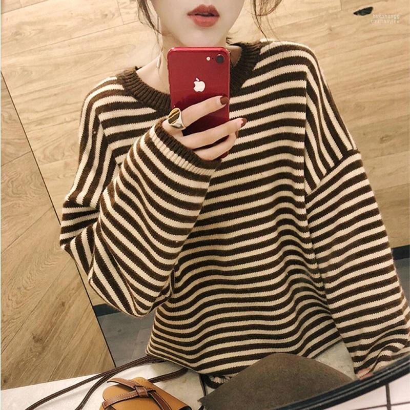 Women' Sweaters Women' Deeptown Preppy Style Knitted Sweater Women Stripe O-neck Oversize Pullover Long Sleeve Temperament Autumn, Green
Women' Sweaters Women' Deeptown Preppy Style Knitted Sweater Women Stripe O-neck Oversize Pullover Long Sleeve Temperament Autumn, Green