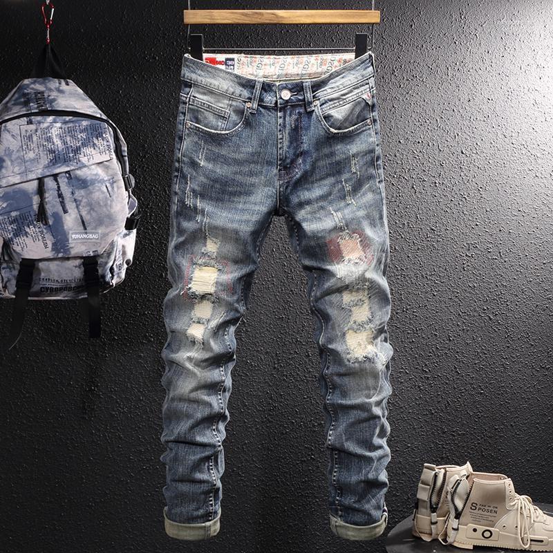 Men's Jeans Men's Street Style Fashion Men Retro Blue Slim Fit Destroyed Ripped Embroidery Designer Hip Hop Casual Denim Pants
Men's Jeans Men's Street Style Fashion Men Retro Blue Slim Fit Destroyed Ripped Embroidery Designer Hip Hop Casual Denim Pants