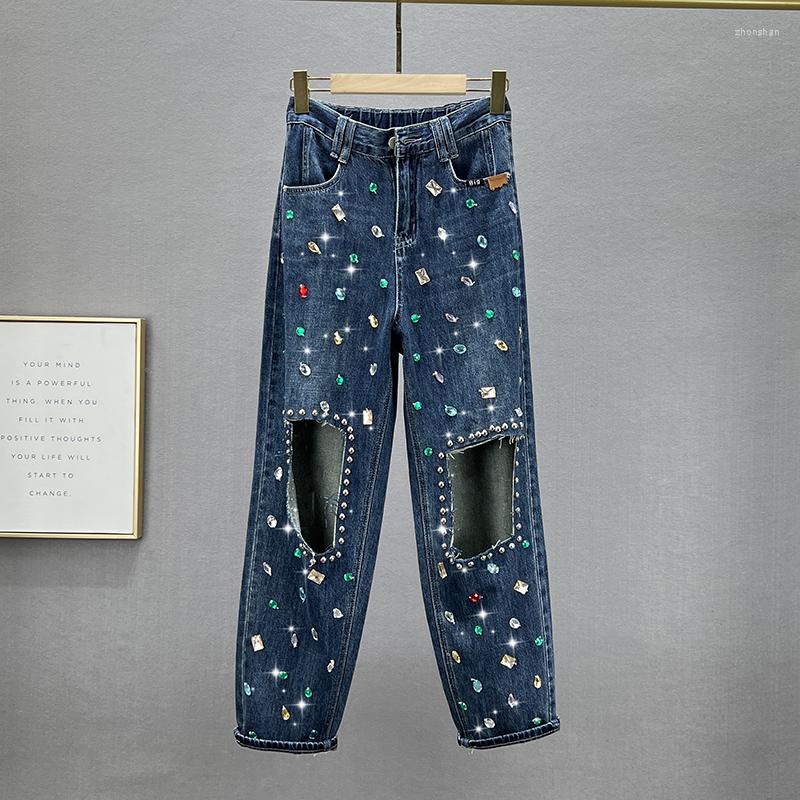 Women' Jeans Ripped Women' Pants 2022 Spring/Autumn High Waist Loose Denim Diamond-Embedded Baggy Girls Hole Jean, Dark blue
Women' Jeans Ripped Women' Pants 2022 Spring/Autumn High Waist Loose Denim Diamond-Embedded Baggy Girls Hole Jean, Dark blue
