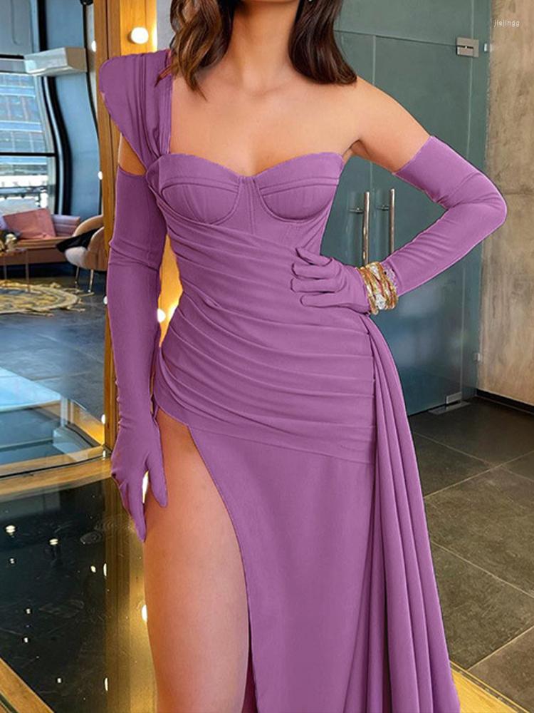 Casual Dresses Luxury One Shoulder Split Floor-Length Evening Party Gown Solid Folds Asymmetrial Sexy Elegant Maxi Slim Ladies Dress With, Black
Casual Dresses Luxury One Shoulder Split Floor-Length Evening Party Gown Solid Folds Asymmetrial Sexy Elegant Maxi Slim Ladies Dress With, Black