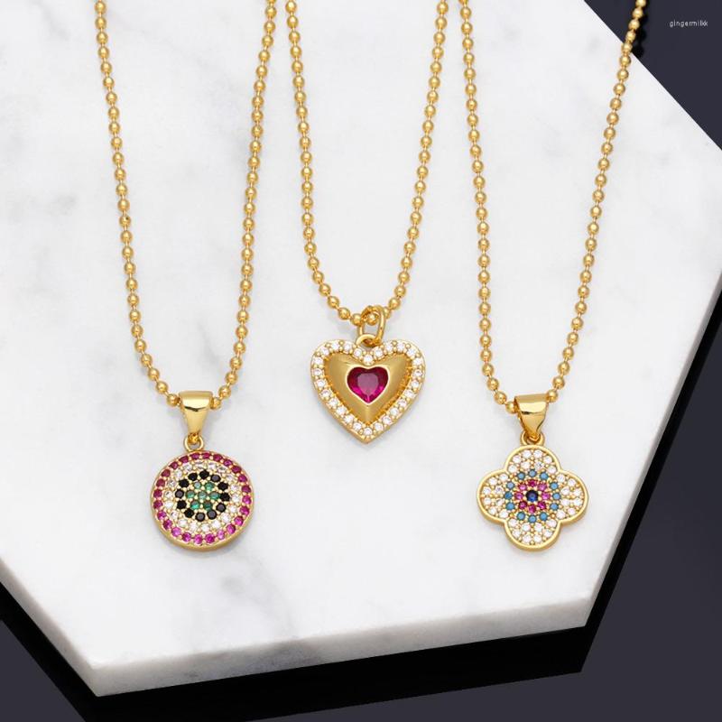 Pendant Necklaces FLOLA Small Copper CZ Crystal Heart Necklace For Women Gold Plated Beaded Fashion Rainbow Jewelry Gifts Nkeb286
Pendant Necklaces FLOLA Small Copper CZ Crystal Heart Necklace For Women Gold Plated Beaded Fashion Rainbow Jewelry Gifts Nkeb286