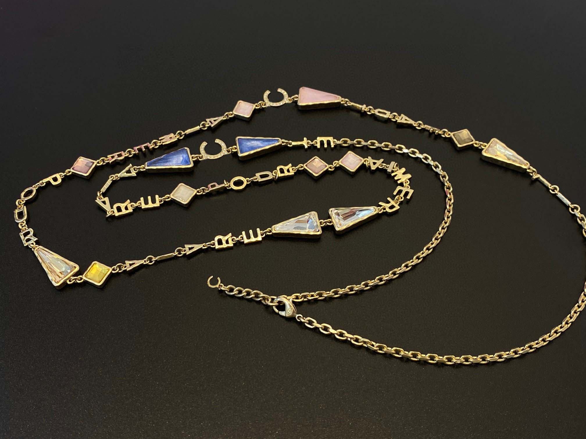 Luxury quality Charm long chain sweater necklace and colorful stone have box stamp PS7301A