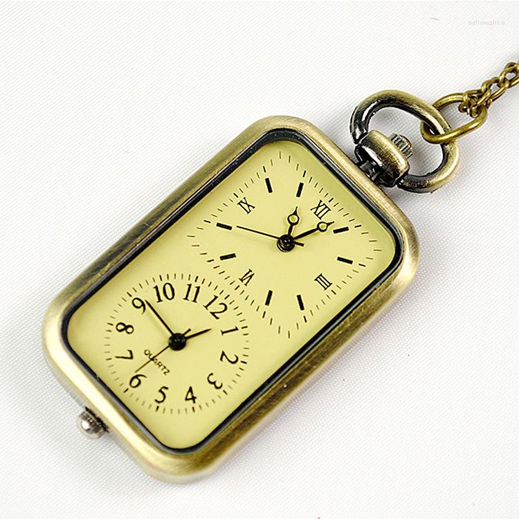 Pocket Watches Vintage Dual 2 Dial Quartz Watch For Men Women Rectangle Fob Chain Bronze Pendant Necklace Clock Collection Gift, 01
Pocket Watches Vintage Dual 2 Dial Quartz Watch For Men Women Rectangle Fob Chain Bronze Pendant Necklace Clock Collection Gift, 01