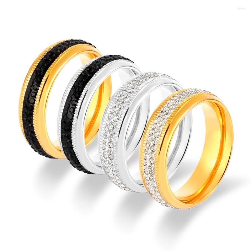 Wedding Rings Fashion Design Four Colors Ring Luxuxy Stainless Steel Middle Double Circle Black Zircon High Quality Finger
Wedding Rings Fashion Design Four Colors Ring Luxuxy Stainless Steel Middle Double Circle Black Zircon High Quality Finger