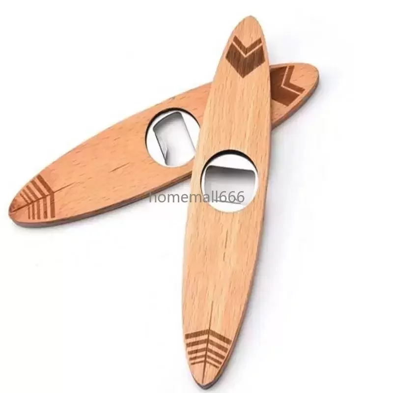 Creative Wood Handle Bottle Openers Bar Blade Beer Opener Vintage Wooden Handle Stainless Steel Bartender
