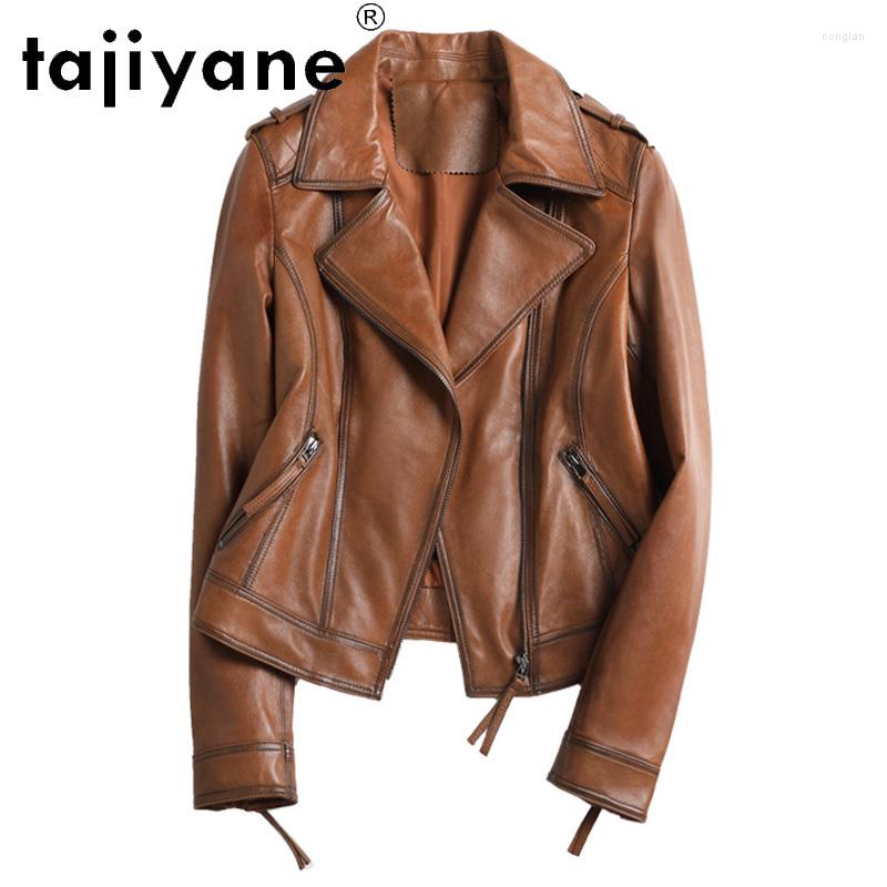 

Women' Leather Women' Genuine Jacket 2022 Ladies Short Vegetable Tanned Sheepskin Coat Fashion Motorcycle Women Lq, Brown